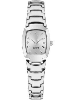 Womens Silver Analog Quartz Steel Dainty Rectangle Waterproof Square Wrist Watch
